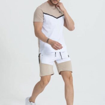 Nike къс екип мъжки бяло и бежово