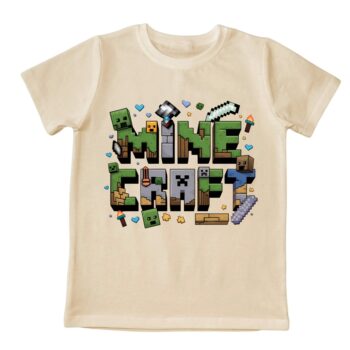 Детска тениска Minecraft бежова