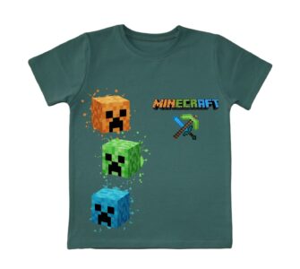 Детска тениска Minecraft маслено зелена