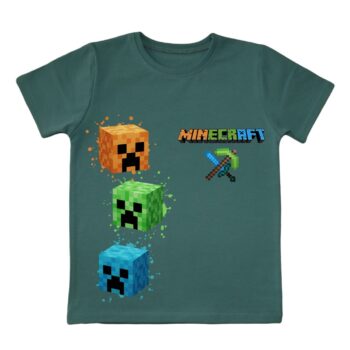 Детска тениска Minecraft маслено зелена