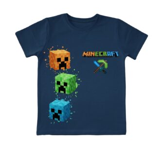 Minecraft тениска петролно-синя за деца