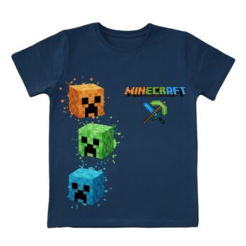 Minecraft тениска петролно-синя за деца
